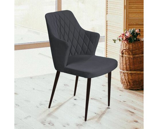 Стул с подлокотниками Hunt ромб, бархат 03 / чёрный конус, изображение 15 | Интернет магазин мебели и декора LifeDekor