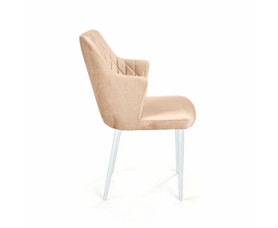 Стул с подлокотниками Hunt ромб, бархат бежевый 5 / белый конус, изображение 6 | Интернет магазин мебели и декора LifeDekor