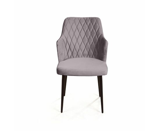 Стул с подлокотниками Hunt ромб, бархат светло-серый 26 / чёрный конус, изображение 2 | Интернет магазин мебели и декора LifeDekor