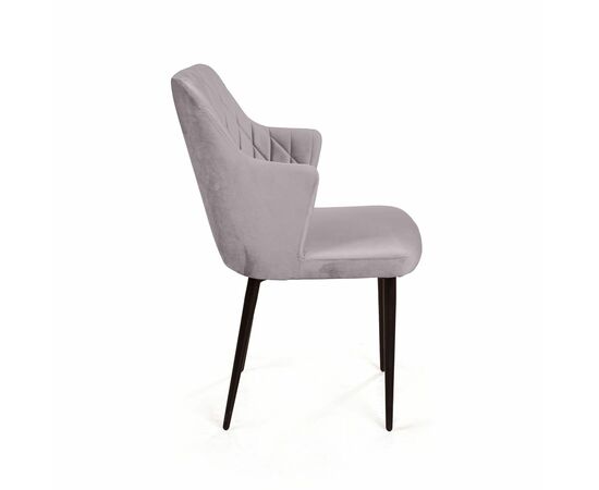 Стул с подлокотниками Hunt ромб, бархат светло-серый 26 / чёрный конус, изображение 3 | Интернет магазин мебели и декора LifeDekor