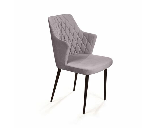 Стул с подлокотниками Hunt ромб, бархат светло-серый 26 / чёрный конус | Интернет магазин мебели и декора LifeDekor