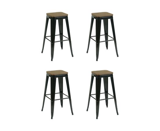 Стул барный TOLIX черный глянцевый + темное дерево KD 4 шт. | Интернет магазин мебели и декора LifeDekor