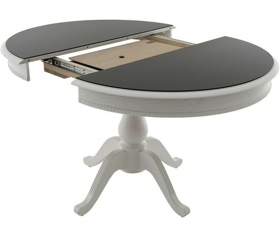 Стол «Фабрицио 1» GLASS (D 1000), белый с черным, изображение 3 | Интернет магазин мебели и декора LifeDekor