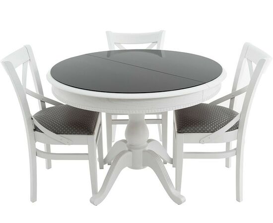 Стол «Фабрицио 1» GLASS (D 1000), белый с черным, изображение 7 | Интернет магазин мебели и декора LifeDekor