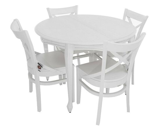 Обеденная группа (Стол Кабриоль круг и 4 стула Соло Венский жесткий), эмаль белая, изображение 2 | Интернет магазин мебели и декора LifeDekor