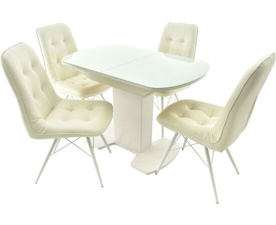 Обеденная группа (Стол Корсика и 4 стула Бордо), белый, изображение 2 | Интернет магазин мебели и декора LifeDekor