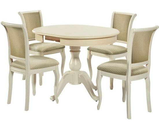 Обеденная группа (Стол Фабрицио-1 и 4 стула Кабриоль), слоновая кость, изображение 2 | Интернет магазин мебели и декора LifeDekor