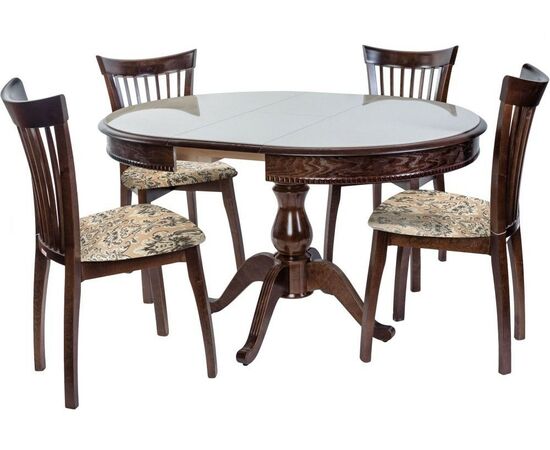 Обеденная группа (Стол Фабрицио-1 Glass и 4 стула Тулон), орех темный, изображение 2 | Интернет магазин мебели и декора LifeDekor