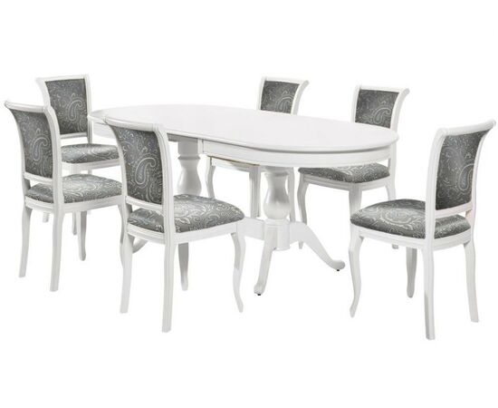 Обеденная группа (Стол Фабрицио-2 овал и 6 стульев Кабриоль), эмаль белая, изображение 2 | Интернет магазин мебели и декора LifeDekor