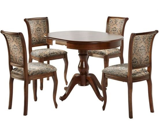 Обеденная группа (Стол Фабрицио-1 и 4 стула Кабриоль), орех темный, изображение 2 | Интернет магазин мебели и декора LifeDekor