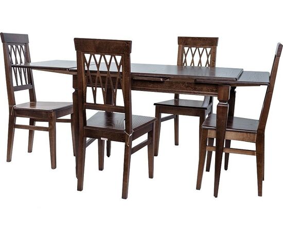 Обеденная группа (Стол Греция и 4 стула Кристиан жесткий), орех темный, изображение 2 | Интернет магазин мебели и декора LifeDekor