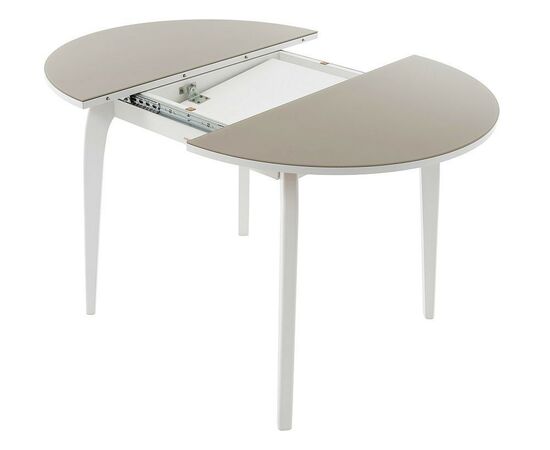 Стол «Ривьера» круг стекло капучино, каркас белый, изображение 3 | Интернет магазин мебели и декора LifeDekor