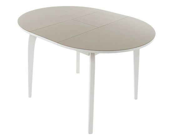 Стол «Ривьера» круг стекло капучино, каркас белый, изображение 4 | Интернет магазин мебели и декора LifeDekor