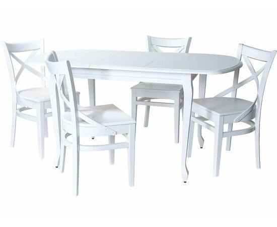 Обеденная группа (Стол Прага и 4 стула Соло Венский жесткий), эмаль белая, изображение 2 | Интернет магазин мебели и декора LifeDekor