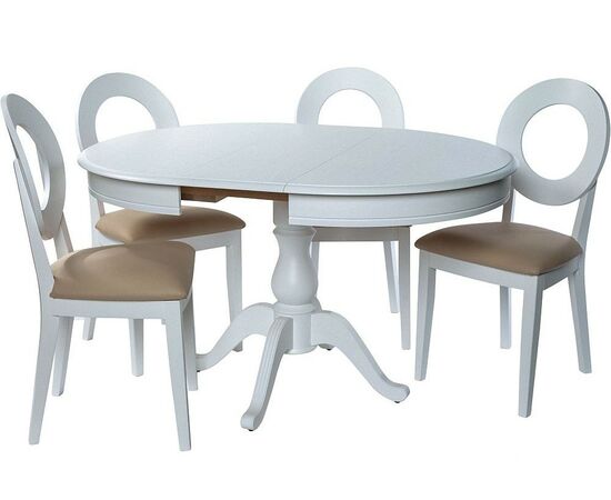 Обеденная группа (Стол Фабрицио-1 D 100 и 4 стула Коломбо-2), эмаль белая, изображение 2 | Интернет магазин мебели и декора LifeDekor