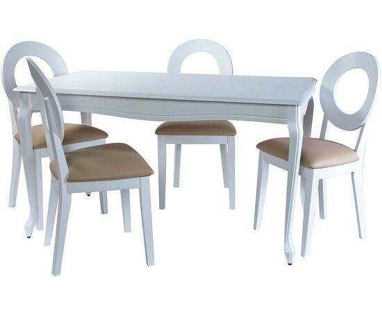 Обеденная группа (Стол Кабриоль и 4 стула Коломбо-2), эмаль белая, изображение 2 | Интернет магазин мебели и декора LifeDekor