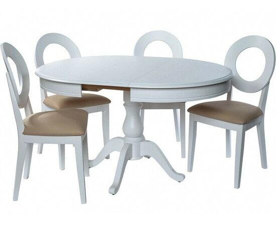 Обеденная группа (Стол Фабрицио-1 D 100 и 4 стула Коломбо-2), эмаль белая | Интернет магазин мебели и декора LifeDekor