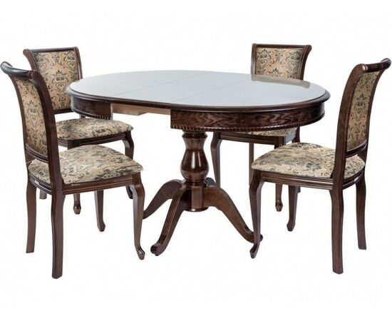 Обеденная группа (Стол Фабрицио-1 Glass и 4 стула Кабриоль), орех темный | Интернет магазин мебели и декора LifeDekor