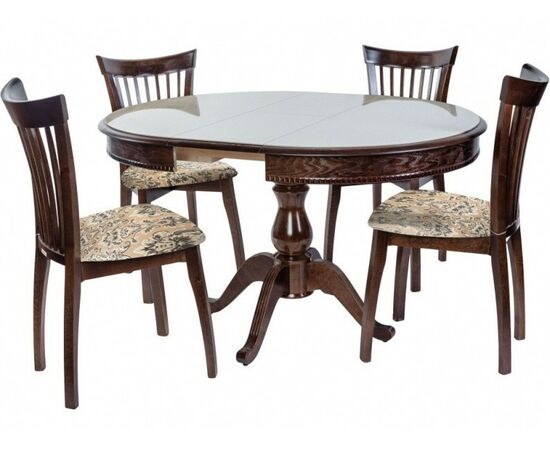 Обеденная группа (Стол Фабрицио-1 Glass и 4 стула Тулон), орех темный | Интернет магазин мебели и декора LifeDekor