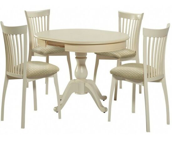 Обеденная группа (Стол Фабрицио-1 и 4 стула Тулон), слоновая кость | Интернет магазин мебели и декора LifeDekor