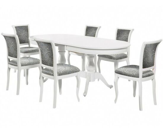 Обеденная группа (Стол Фабрицио-2 овал и 6 стульев Кабриоль), эмаль белая | Интернет магазин мебели и декора LifeDekor