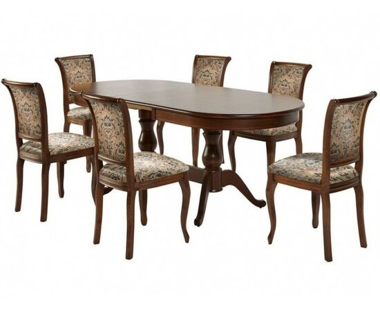 Обеденная группа (Стол Фабрицио-2 овал и 6 стульев Кабриоль), орех темный | Интернет магазин мебели и декора LifeDekor