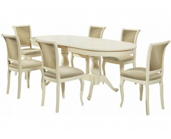 Обеденная группа (Стол Фабрицио-2 овал и 6 стульев Кабриоль), слоновая кость | Интернет магазин мебели и декора LifeDekor