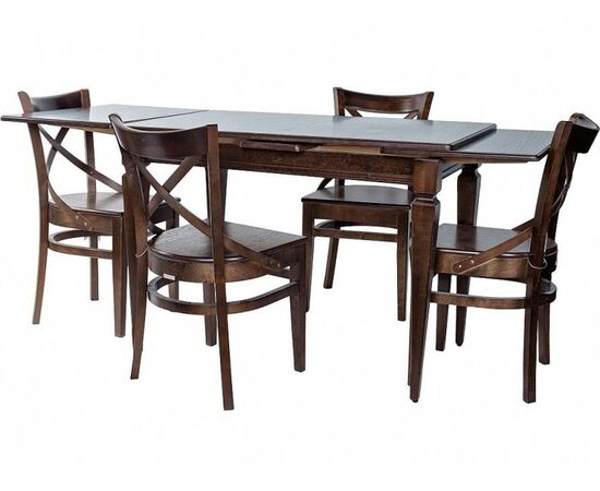 Обеденная группа (Стол Греция и 4 стула Соло Венский жесткий), орех темный | Интернет магазин мебели и декора LifeDekor