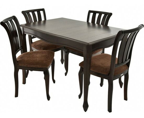 Обеденная группа (Стол Кабриоль и 4 стула Кабриоль с жесткой спинкой), орех темный | Интернет магазин мебели и декора LifeDekor