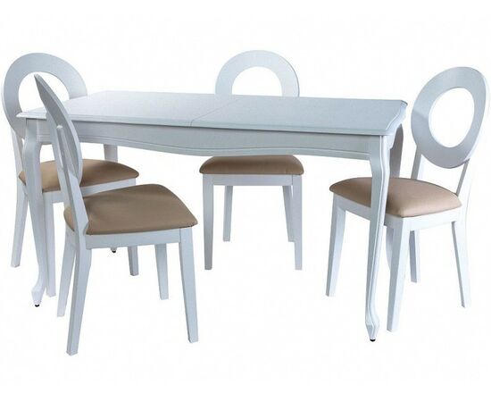 Обеденная группа (Стол Кабриоль и 4 стула Коломбо-2), эмаль белая | Интернет магазин мебели и декора LifeDekor