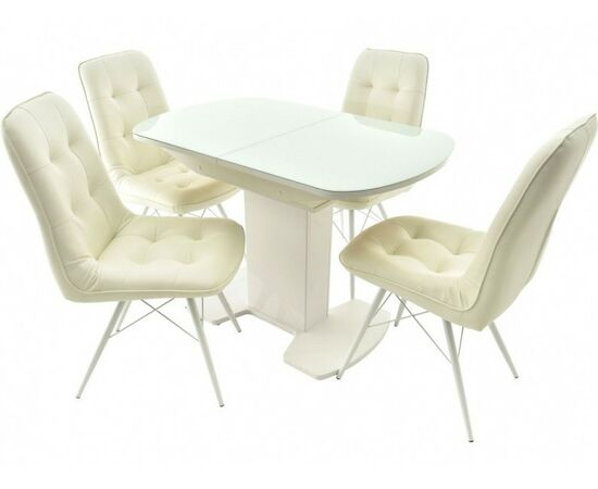 Обеденная группа (Стол Корсика и 4 стула Бордо), белый | Интернет магазин мебели и декора LifeDekor