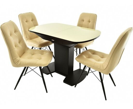 Обеденная группа (Стол Корсика и 4 стула Бордо), бежевый | Интернет магазин мебели и декора LifeDekor