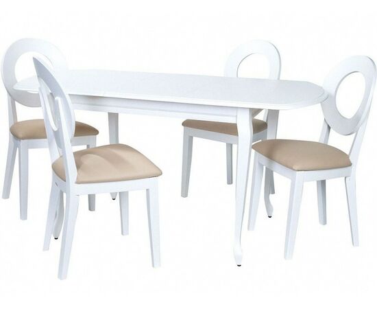Обеденная группа (Стол Прага и 4 стула Коломбо-2), эмаль белая | Интернет магазин мебели и декора LifeDekor