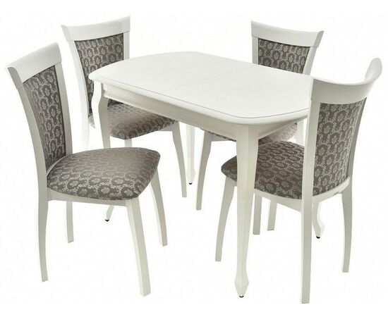 Обеденная группа (Стол Прага и 4 стула Тулон мягкий), эмаль белая | Интернет магазин мебели и декора LifeDekor