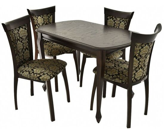 Обеденная группа (Стол Прага и 4 стула Тулон мягкий), орех темный | Интернет магазин мебели и декора LifeDekor
