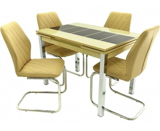 Обеденная группа (Стол Шанхай Каре и 4 стула Шато), цвет бежевый | Интернет магазин мебели и декора LifeDekor