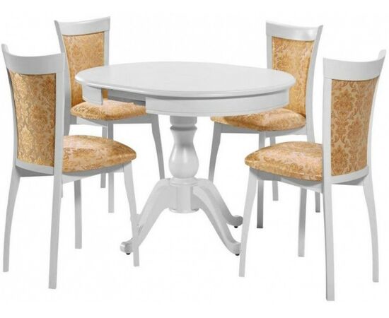 Обеденная группа (Стол Фабрицио-1 и 4 стула Тулон м/с), белая эмаль | Интернет магазин мебели и декора LifeDekor