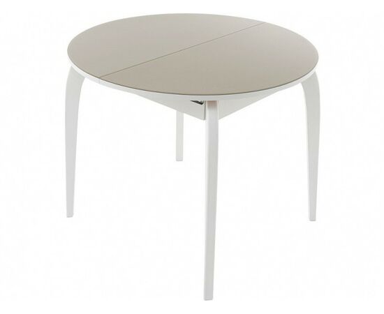 Стол «Ривьера» круг стекло капучино, каркас белый | Интернет магазин мебели и декора LifeDekor