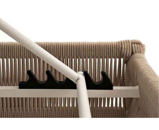 "Ривьера" шезлонг плетеный из роупа, каркас алюминий белый муар, роуп бежевый круглый, ткань бежевая 052, изображение 6 | Интернет магазин мебели и декора LifeDekor