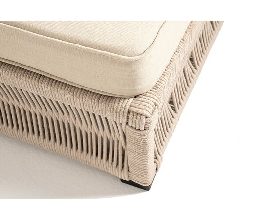 "Ривьера" шезлонг плетеный из роупа, каркас алюминий белый муар, роуп бежевый круглый, ткань бежевая 052, изображение 8 | Интернет магазин мебели и декора LifeDekor