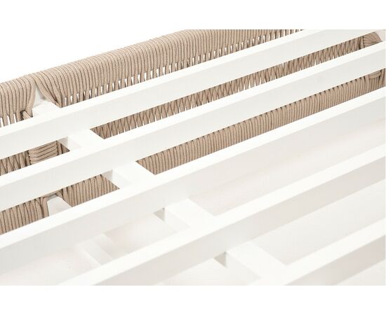 "Ривьера" шезлонг плетеный из роупа, каркас алюминий белый муар, роуп бежевый круглый, ткань бежевая 052, изображение 9 | Интернет магазин мебели и декора LifeDekor