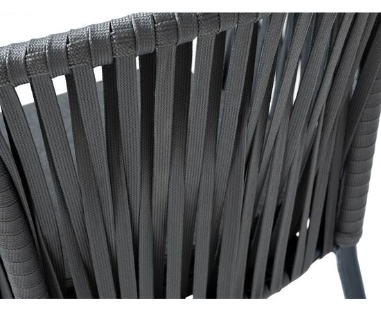 "Бордо" стул барный плетеный из роупа, каркас из стали темно-серый (RAL7024) муар, роуп серый 15мм, ткань темно-серая 027, изображение 6 | Интернет магазин мебели и декора LifeDekor