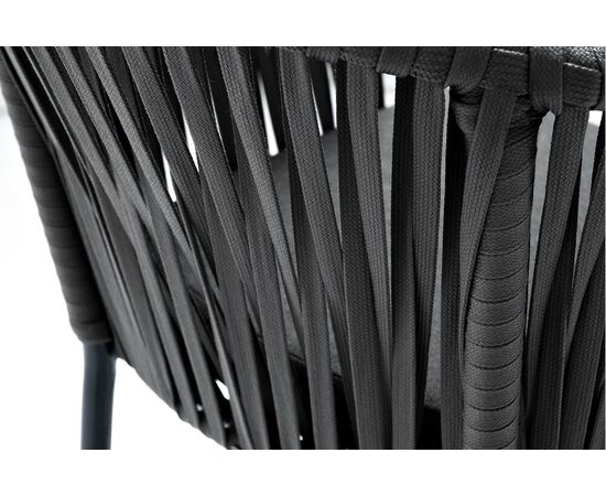 "Бордо" стул барный плетеный из роупа, каркас из стали темно-серый (RAL7024) муар, роуп серый 15мм, ткань темно-серая 027, изображение 7 | Интернет магазин мебели и декора LifeDekor