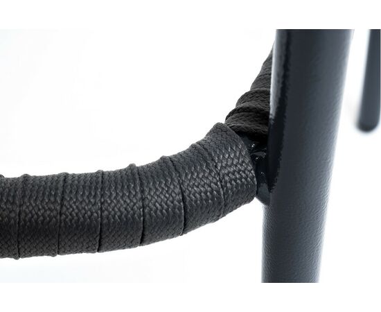 "Бордо" стул барный плетеный из роупа, каркас из стали темно-серый (RAL7024) муар, роуп серый 15мм, ткань темно-серая 027, изображение 9 | Интернет магазин мебели и декора LifeDekor