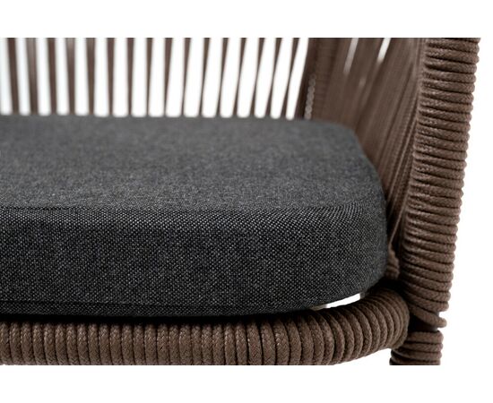 "Марсель" стул барный плетеный из роупа, каркас из стали коричневый (RAL8016) муар, роуп коричневый круглый, ткань темно-серая 027, изображение 7 | Интернет магазин мебели и декора LifeDekor