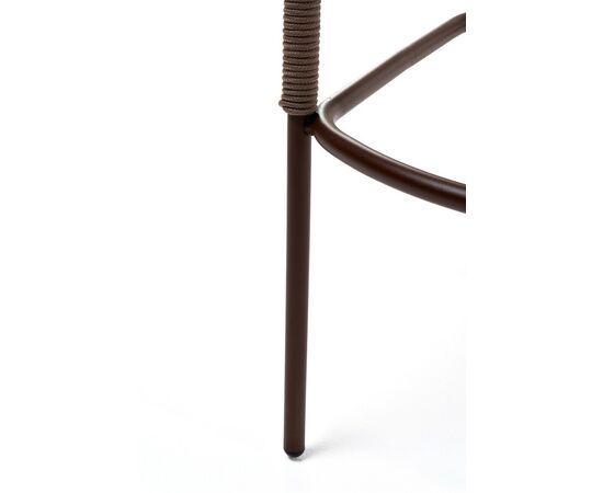 "Марсель" стул барный плетеный из роупа, каркас из стали коричневый (RAL8016) муар, роуп коричневый круглый, ткань темно-серая 027, изображение 8 | Интернет магазин мебели и декора LifeDekor