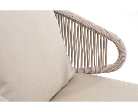 "Милан" кресло плетеное из роупа, каркас алюминий белый муар, роуп бежевый круглый, ткань бежевая 15052 | Интернет магазин мебели и декора LifeDekor