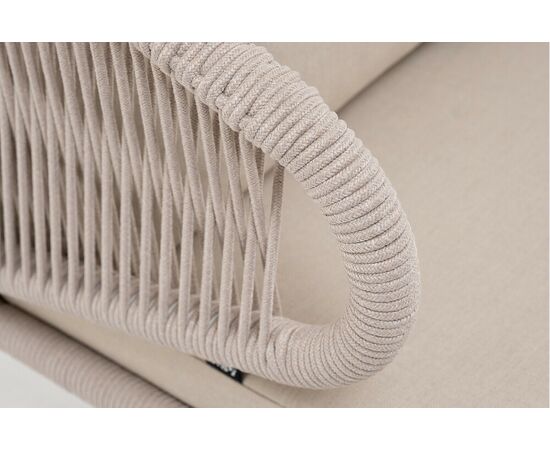 "Милан" кресло плетеное из роупа, каркас алюминий белый муар, роуп бежевый круглый, ткань бежевая 15052, изображение 2 | Интернет магазин мебели и декора LifeDekor