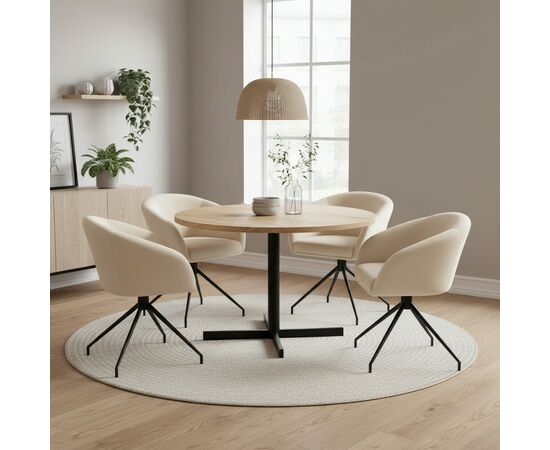 Кресло Less бежевое, поворотное, черный металл, изображение 7 | Интернет магазин мебели и декора LifeDekor