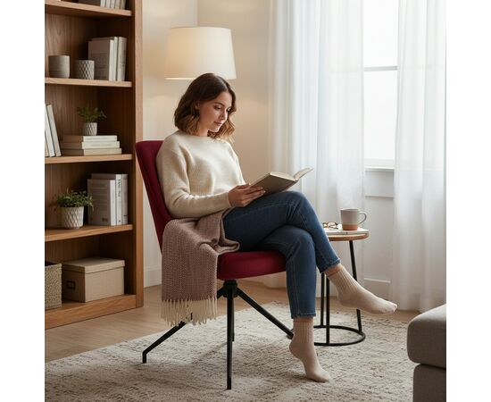 Кресло Etna винное, поворотное, черный металл, изображение 7 | Интернет магазин мебели и декора LifeDekor